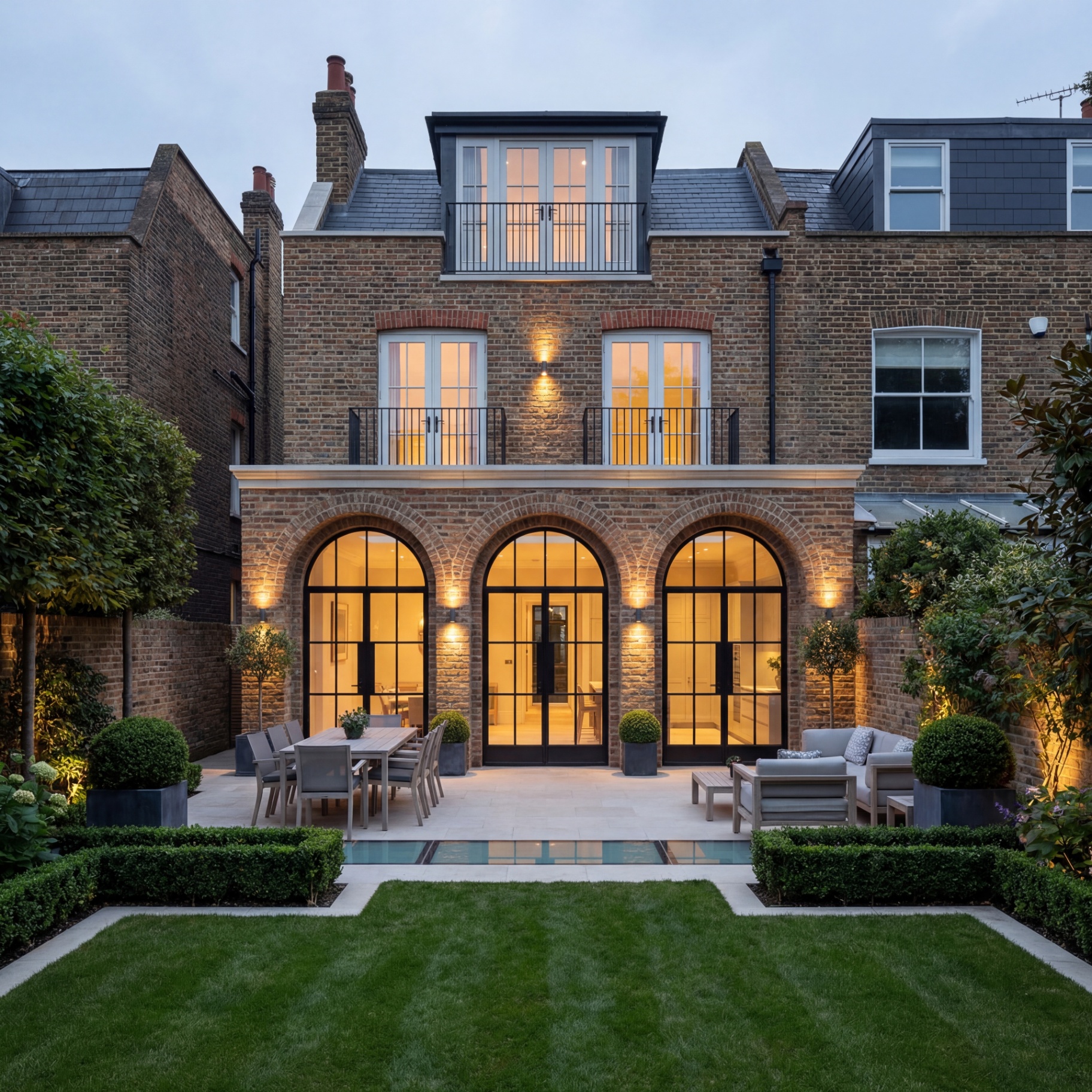 Proposed London residential transformation with arched glazing, dormer and landscaped garden